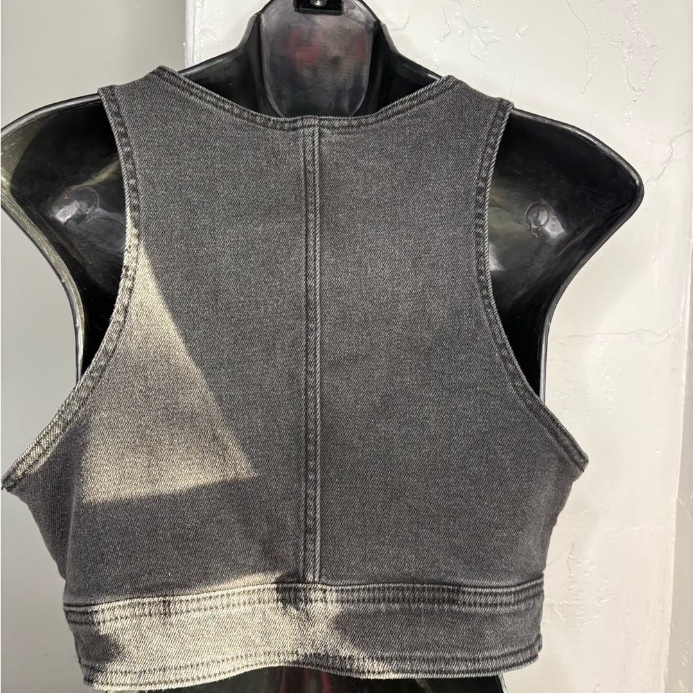 Wild fable Black V-Neck Cropped denim Tank with Wide Straps sz M - Picture 6 of 7